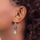 Sterling Silver Dangle Earrings with Freshwater Pearls, Textured Beads and Floral Accents