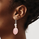Sterling Silver Dangle Earrings with Rose Quartz and Pink Freshwater Pearls