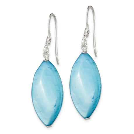 Sterling Silver Dangle Earrings with Mother of Pearl, Marquise Ocean Style for Women