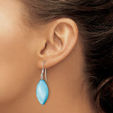 Sterling Silver Dangle Earrings with Mother of Pearl, Marquise Ocean Style for Women