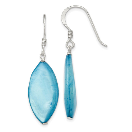 Sterling Silver Dangle Earrings with Mother of Pearl, Marquise Ocean Style for Women
