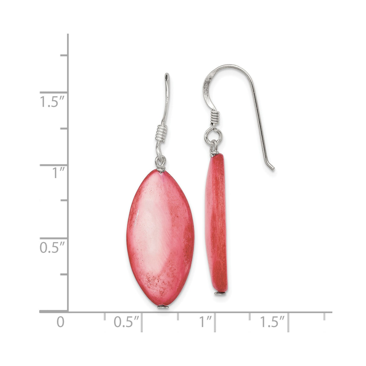 Sterling Silver Dangle Earrings with Marquise Mother of Pearl, Coastal Beach Style for Women