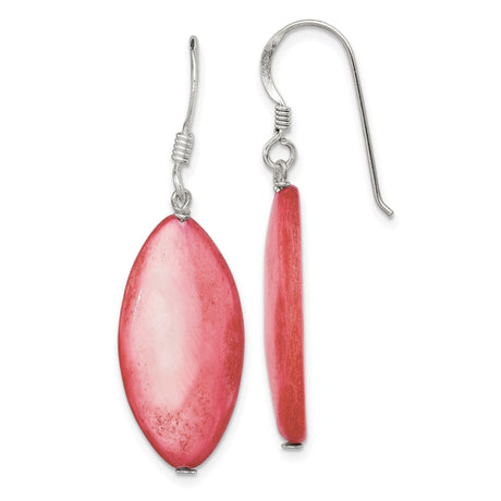 Sterling Silver Dangle Earrings with Marquise Mother of Pearl, Coastal Beach Style for Women