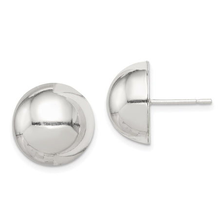 Sterling Silver Dome Earrings, Polished Half Sphere Studs, Minimalist Modern Design for Women
