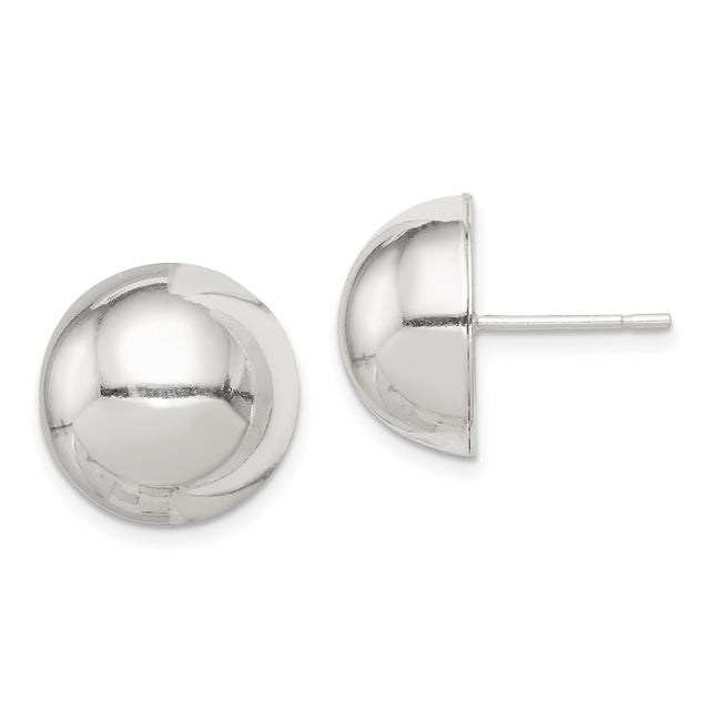 Sterling Silver Dome Earrings, Polished Half Sphere Studs, Minimalist Modern Design for Women