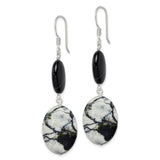 Sterling Silver Dangle Earrings with Sardonyx and Jasper, Boho Artisan Style for Women