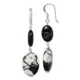 Sterling Silver Dangle Earrings with Sardonyx and Jasper, Boho Artisan Style for Women