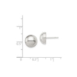 Sterling Silver Dome Stud Earrings, 10mm Polished Ball Shape, Minimalist Round Design for Women