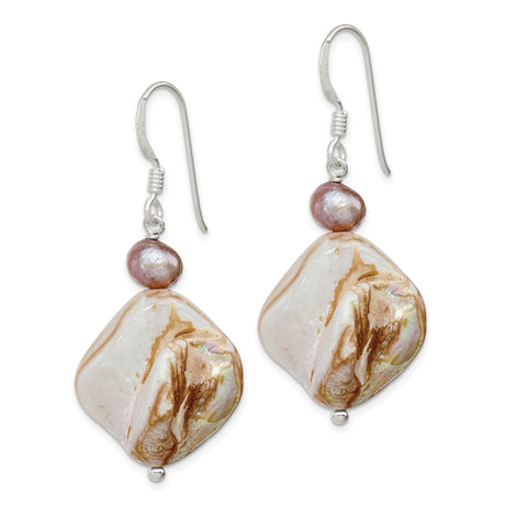 Sterling Silver Dangle Earrings with Freshwater Pearls, Boho Coastal Style