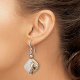 Sterling Silver Dangle Earrings with Freshwater Pearls, Boho Coastal Style