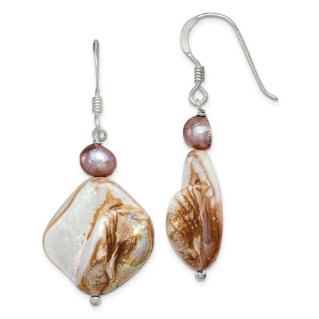 Sterling Silver Dangle Earrings with Freshwater Pearls, Boho Coastal Style