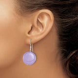 Sterling Silver Dangle Earrings with Round Lavender Jade Beads, Calming Gemstone Design for Women