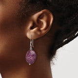 Sterling Silver Drop Earrings with Charoite, Floral Accents, Boho Chic Style for Women
