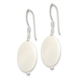 Sterling Silver Dangle Earrings with White Mother of Pearl Oval Drops, Boho Chic Style
