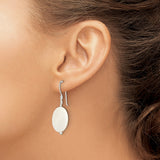 Sterling Silver Dangle Earrings with White Mother of Pearl Oval Drops, Boho Chic Style