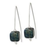 Sterling Silver Drop Earrings with Blue Green Dichroic Glass Beads, Handmade Artisan Style