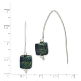 Sterling Silver Drop Earrings with Blue Green Dichroic Glass Beads, Handmade Artisan Style