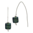 Sterling Silver Drop Earrings with Blue Green Dichroic Glass Beads, Handmade Artisan Style