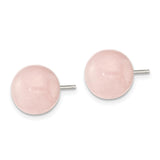 Sterling Silver Stud Earrings with Rose Quartz, Dainty Crystal Jewelry for Women