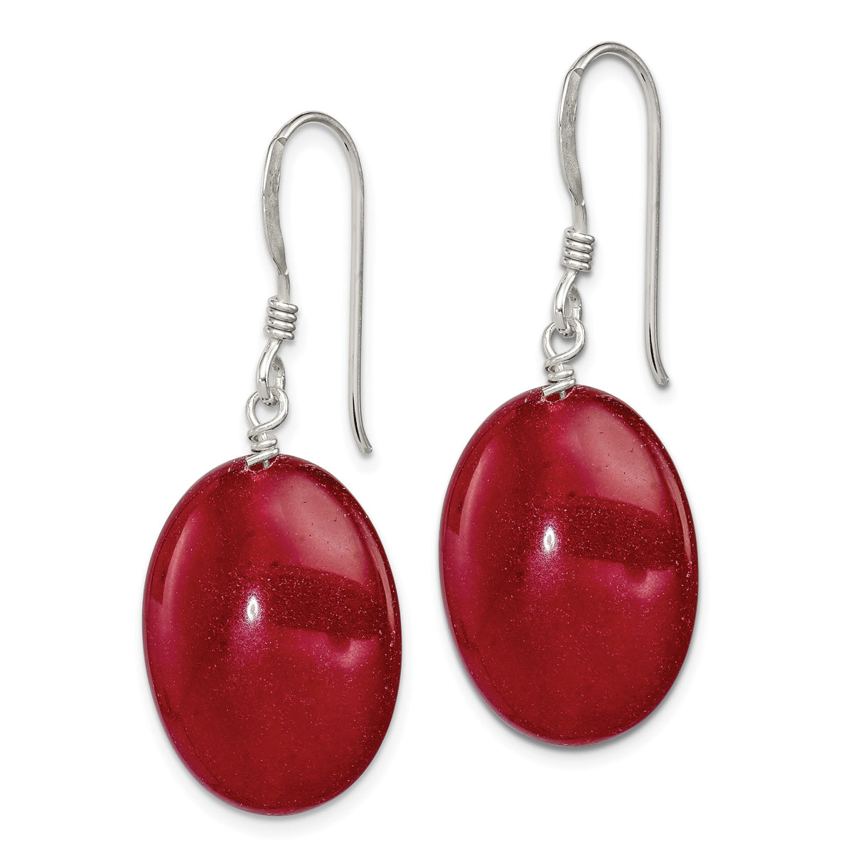 Sterling Silver Dangle Earrings with Jade, Polished Modern Drop Design for Women