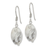 Sterling Silver Dangle Earrings with Howlite Oval Gemstone, Boho Minimalist Design for Women