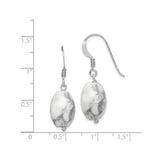 Sterling Silver Dangle Earrings with Howlite Oval Gemstone, Boho Minimalist Design for Women