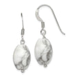 Sterling Silver Dangle Earrings with Howlite Oval Gemstone, Boho Minimalist Design for Women