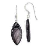 Sterling Silver Dangle Earrings with Marquise Mother of Pearl, Minimalist Boho Style for Women