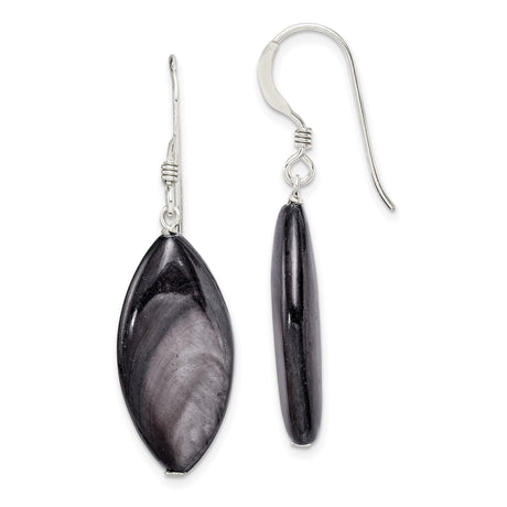 Sterling Silver Dangle Earrings with Marquise Mother of Pearl, Minimalist Boho Style for Women