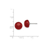 Sterling Silver Stud Earrings with Carnelian, Round Dome Design, Minimalist Modern Style