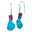 Sterling Silver Dangle Earrings with Coral and Howlite, Tribal Boho Southwestern Style