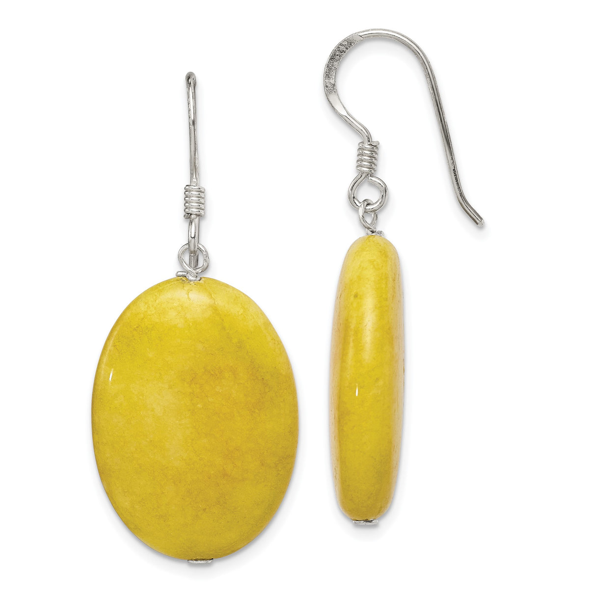 Sterling Silver Dangle Earrings with Jade Oval Beads, Boho Drop Design for Women