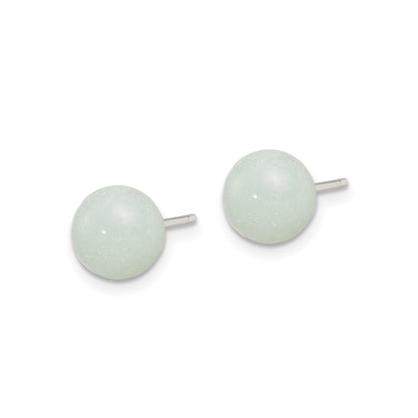 Sterling Silver Stud Earrings with Amazonite, Minimalist Calming Jewelry for Women