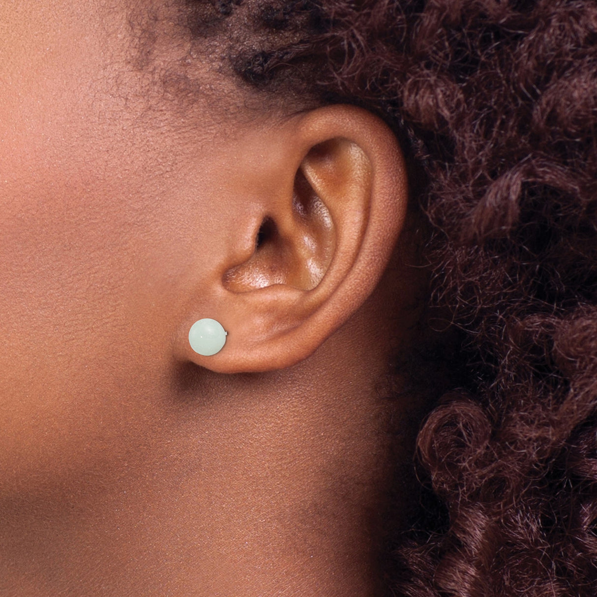 Sterling Silver Stud Earrings with Amazonite, Minimalist Calming Jewelry for Women