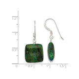 Sterling Silver Dangle Earrings with Square Chrysocolla Beads, Boho Minimalist Style