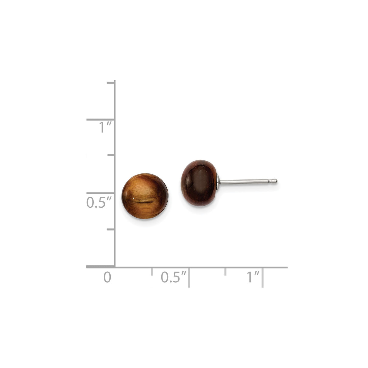 Sterling Silver Tiger Eye Stud Earrings Natural Stone