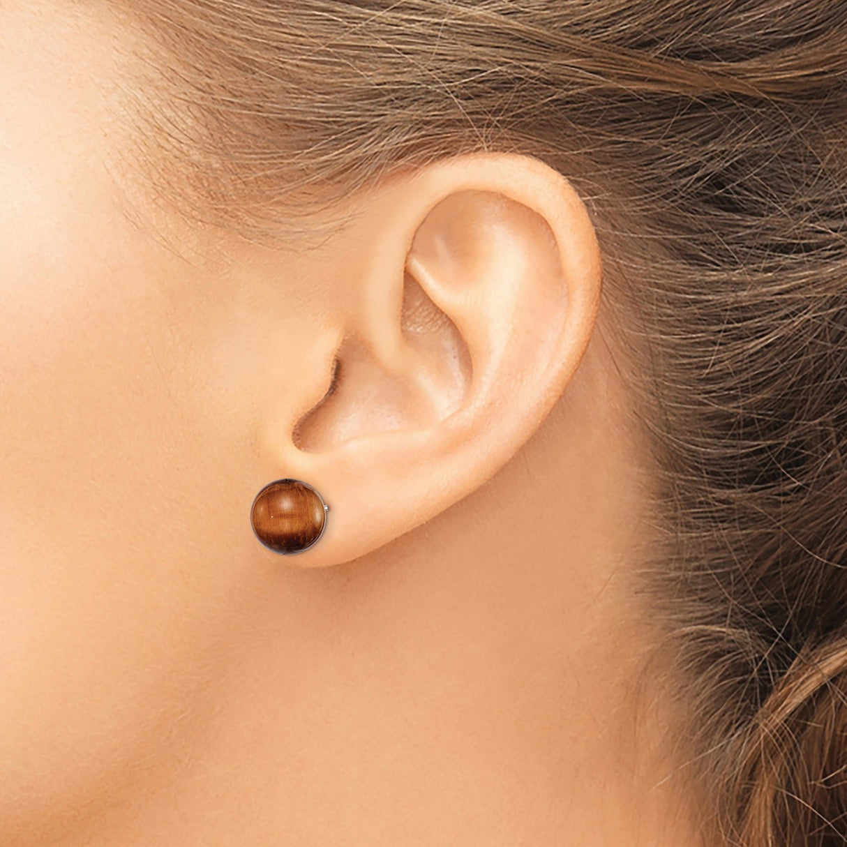 Sterling Silver Tiger Eye Stud Earrings Grounding Energy
