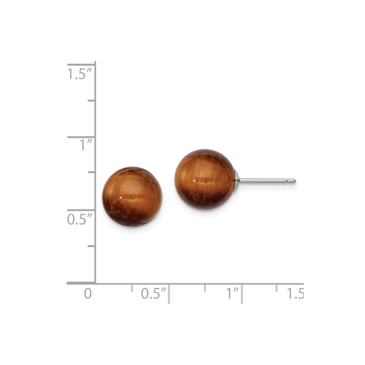Sterling Silver Tiger Eye Stud Earrings Grounding Energy