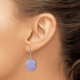 Sterling Silver Drop Earrings with Lavender Jade Discs, Minimal Dangle Design for Women