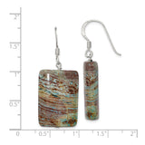 Sterling Silver Dangle Earrings with Natural Jasper, Boho Artisan Style
