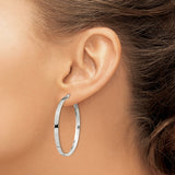 Sterling Silver Hoop Earrings, Large Round Tube Style with High Polish Finish, Minimalist Design