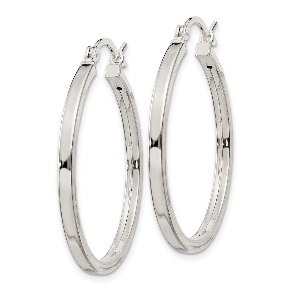 Sterling Silver Hoop Earrings, Smooth Minimalist Tube Style with Latch Closure