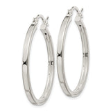 Sterling Silver Hoop Earrings, Smooth Minimalist Tube Style with Latch Closure
