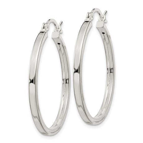 Sterling Silver Hoop Earrings, Smooth Minimalist Tube Style with Latch Closure
