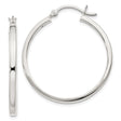 Sterling Silver Hoop Earrings, Smooth Minimalist Tube Style with Latch Closure