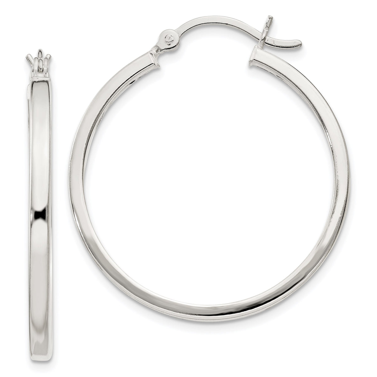 Sterling Silver Hoop Earrings, Smooth Minimalist Tube Style with Latch Closure