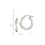 Sterling Silver Hoop Earrings, Flat Edge Round Tube Design, Polished Minimalist Style for Women