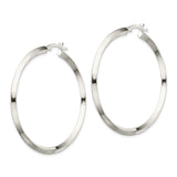 Sterling Silver Hoop Earrings, Modern Flat Edge Design, Large Lightweight Minimalist Style