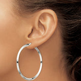 Sterling Silver Hoop Earrings, Modern Flat Edge Design, Large Lightweight Minimalist Style