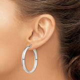 Sterling Silver Hoop Earrings with Latch-Back Closure, Polished Tube Design, Lightweight and Minimalist